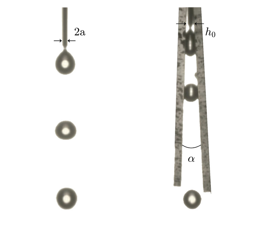 PhysRevFluids's tweet photo. Simple geometric confinement can trigger pendant drop detachment at significantly lower volumes than predicted by Tate’s law by introducing an additional capillary force, providing a passive, robust route to drop size tuning.

Editors' suggestion: https://t.co/gCnSkmnkr0 https://t.co/exZSuaIGjU
