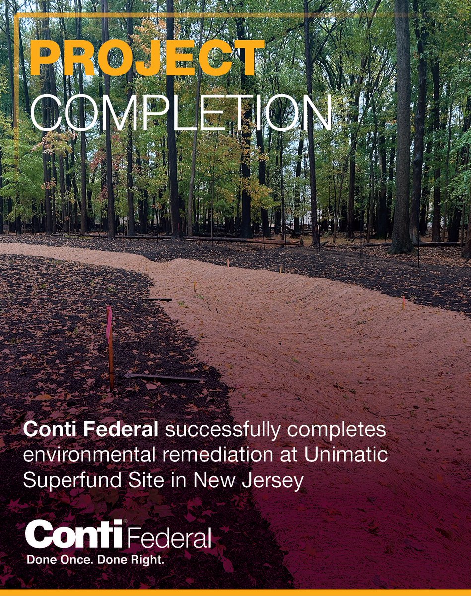 ContiFederal's tweet photo. Conti Federal has completed remediation at the Unimatic Superfund Site (OU2) in Fairfield, NJ. Our team removed PCB‑contaminated soil and restored the site to support long‑term ecological recovery. Learn more about the project: https://t.co/i3NkBxuC7V
#ContiFederal https://t.co/a9mWXopesl