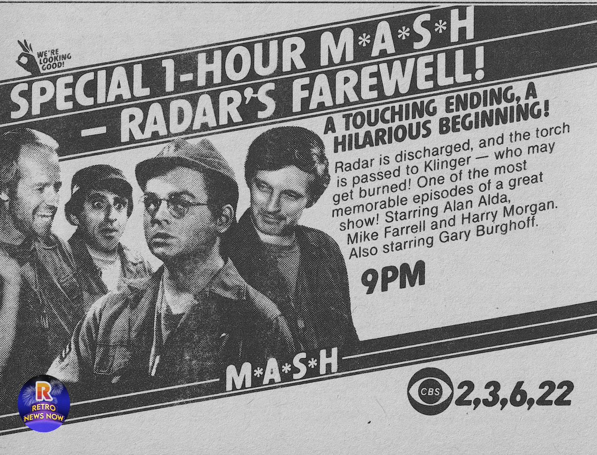 RetroNewsNow's tweet photo. 📺On ‘M*A*S*H,’ Gary Burghoff makes his final regular appearance as Corporal Walter ‘Radar’ O'Reilly.

(Repeat episode, May 12, 1980) https://t.co/VieoepONgo
