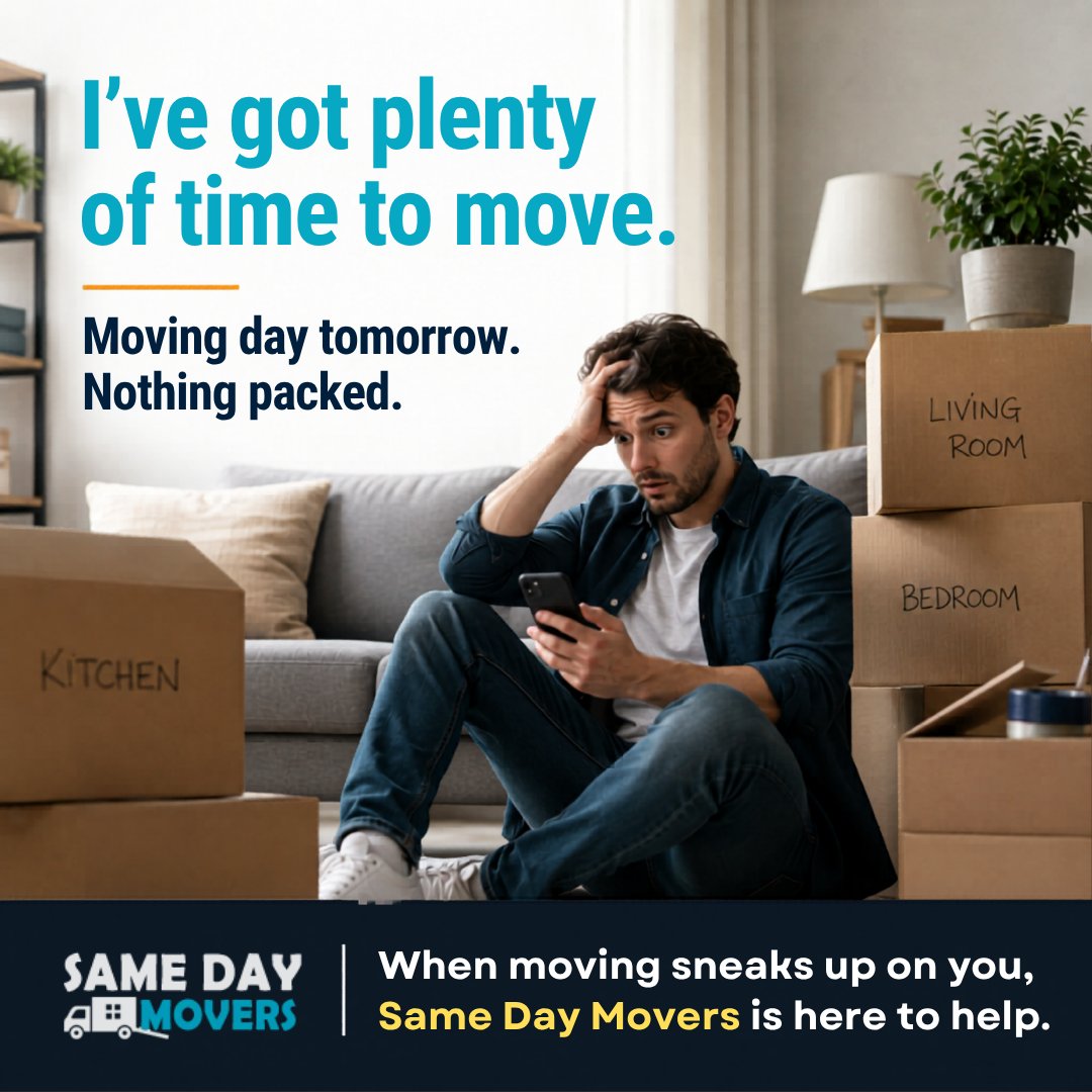 MoversSame's tweet photo. “Plenty of time to pack.”
Moving day tomorrow: 😳📦When moving sneaks up on you, #SameDayMovers is ready to help with fast, reliable &amp; stress-free moving services 🚛

📞 0491 799 907
🌐 https://t.co/xYq4IcyiV5

#removalists #movingservices  #housemoving #localmovers https://t.co/Cf0rRAmbaH