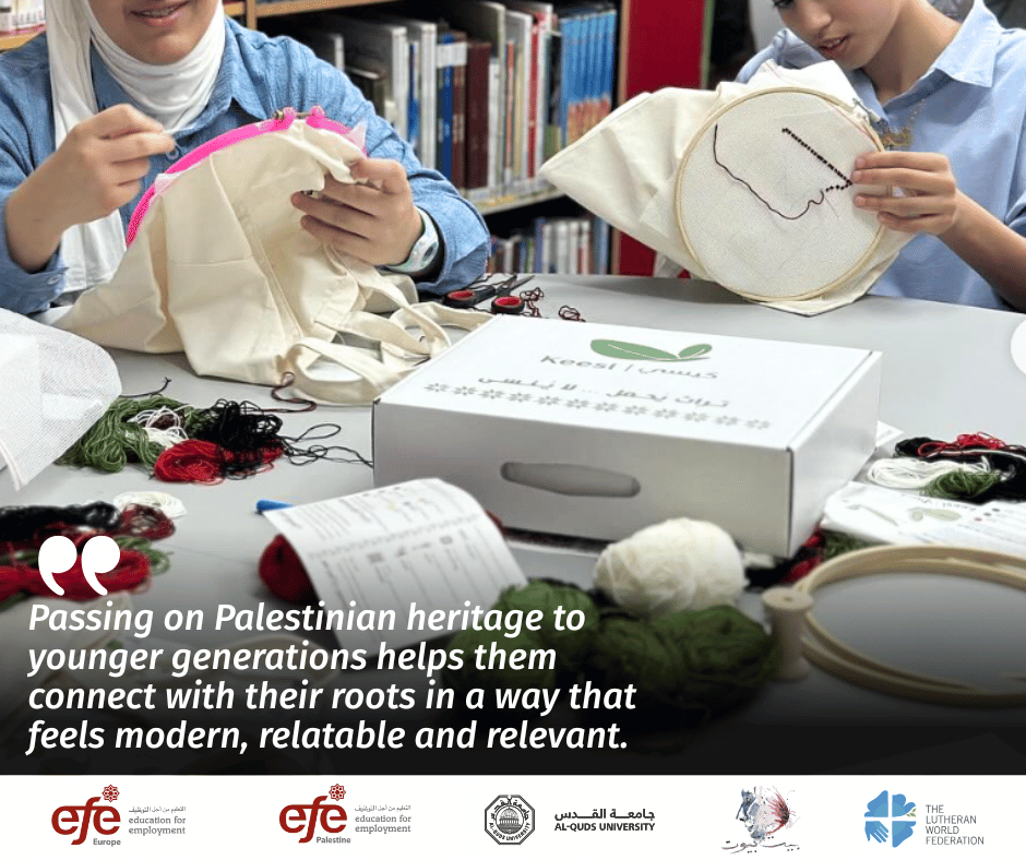 ef_EUhub's tweet photo. Last week we marked #EuropeDay, celebrating partnerships that create opportunities for young people. Through the EU-funded SMILE project, youth like Dana gain skills for sustainable futures. Her embroidery workshops bring people together through traditional Palestinian craft. https://t.co/96EdfmlkTL