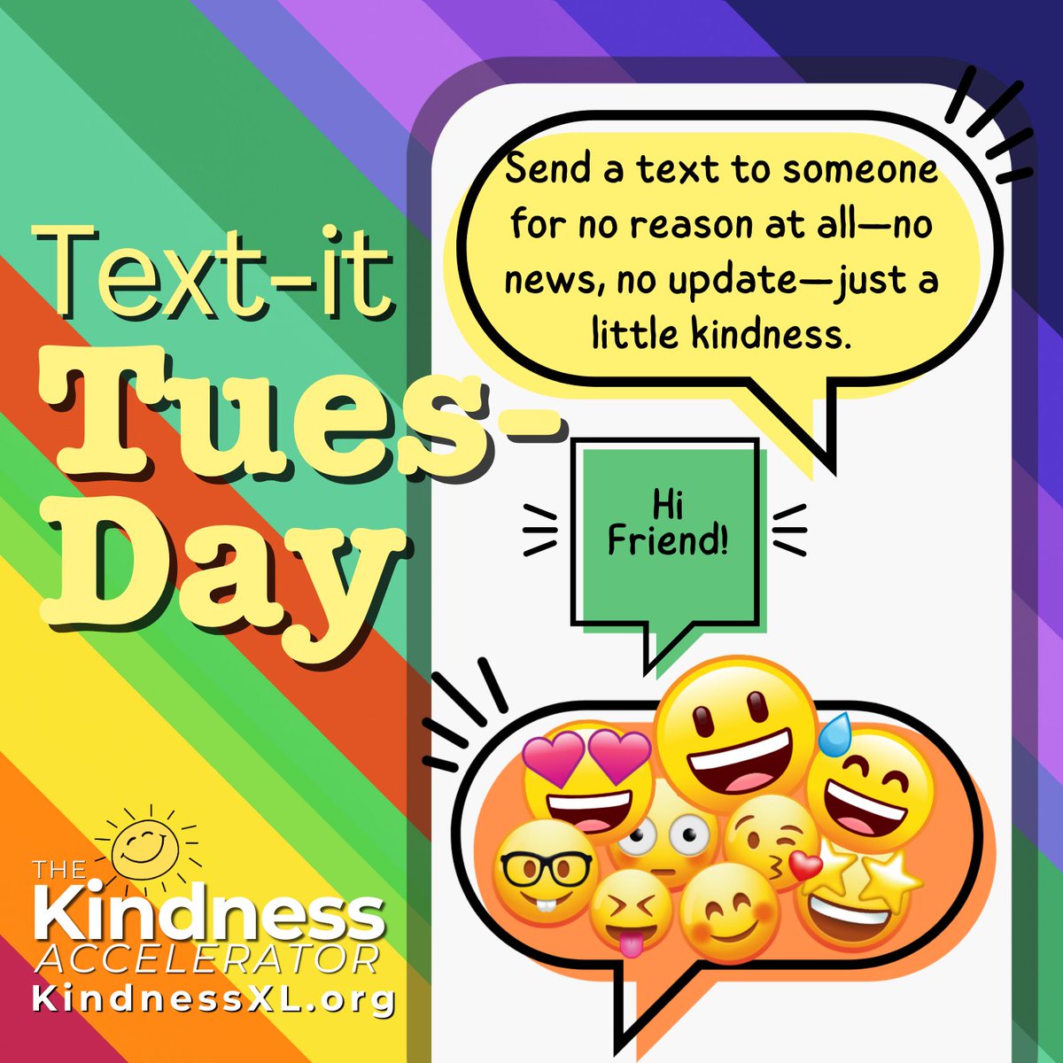 Kindness_XL's tweet photo. Day 132
It's Text-it Tuesday 📲 🥰

Send a text for no reason at all—
no news, no update—just a little kindness.
Sometimes “just because” means everything. ☺️

#TextItTuesday #ChooseKindness #KindnessXL 🚀 https://t.co/JQhOwzOkFJ