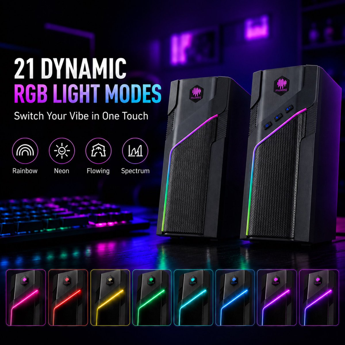 dgwellsound's tweet photo. 21 Dynamic RGB Light Modes Gaming Speakers for PC Desktop Setup with One Touch Control
#GamingSpeakers #RGBSpeakers #DeskSetup #GamingSetup #PCSpeakers #Battlestation #GamingRoom #DesktopAudio #PCGaming #TechSetup #RGBDeskSetup #ImmersiveSound #ComputerSpeakers #MUSEEQ https://t.co/L3t6ibw5EL