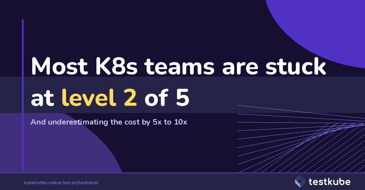 JonathanCPhelps's tweet photo. Spent the last few weeks mapping what good looks like for K8s testing across enterprise platform teams.

Most teams running 30+ clusters in production are still at level 2 of 5.

The L2 pattern looks like:

Regression cycle measured in days

CI runner fleet costs more than the apps it tests

Nobody can answer "what changed since the last green build" without digging through six dashboards

Security finds out about CI's cluster credentials during the next audit, not before

L4 looks different. Tests run inside the cluster on real identity, real routing, real mesh paths. Regression cycles drop from days to hours. CI compute spend drops 40%, and the platform team stops being the bottleneck on every release.

The technical work to get to L4 is well-understood. The real blocker is funding. Engineering leaders consistently underestimate the annual cost of staying at L2 by 5x to 10x.

Built a 3-min K8s Testing Maturity diagnostic. 10 questions, no email, scores your team L1-L5 with a real dollar figure on the gap. Comment "level" or DM and I'll send it.

#Kubernetes #PlatformEngineering #DevOps #Testing