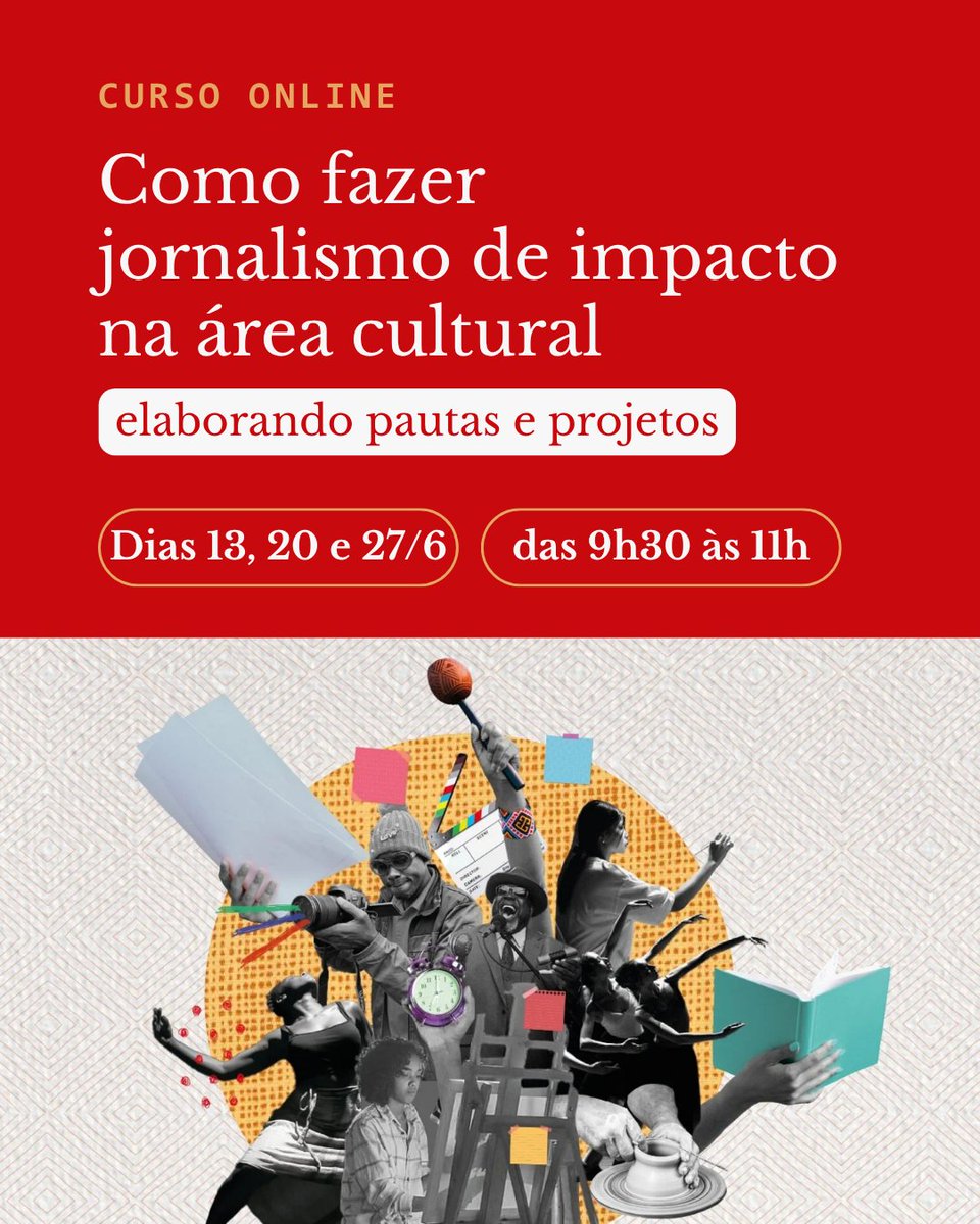 rafaelgloria's tweet photo. Inscrições abertas para a oficina do Nonada: “Como fazer jornalismo de impacto na área cultural”.  

13, 20 e 27 de junho
Online + aulas gravadas
R$200 no Sympla ou R$180 via Pix (rafaelgloria@nonada.com.br).

Inscrições e informações aqui https://t.co/rWfzEGD5hQ

Ajuda no RT? https://t.co/WCtf6Od3uo