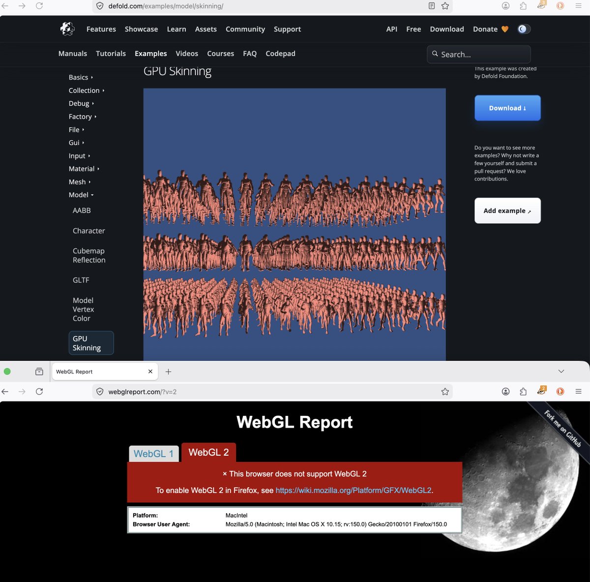AGulev's tweet photo. @SoftEngineer Ah, yeah. We need to fix that. Thx.

Yes, and it can work on WebGL 1 when WEBGL_color_buffer_float and ANGLE_instanced_arrays are available (it also relies on vertex shader texture sampling support): https://t.co/3wjBQm8nYx