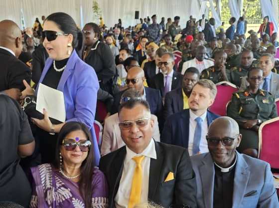 wemeco2018's tweet photo. Businessman &amp; #Tirupati Development proprietor #HarshadBarot &amp; wife Poonam Barot witnessed President Museveni's swearing-in at Kololo. The real estate builders credited Museveni's good governance for Uganda's economic stability &amp; a thriving private sector. #Uganda #M7SwearingIn https://t.co/idbIJIAcxs