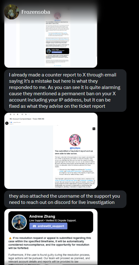 DeyNyas's tweet photo. Someone impersonating @Frozensoba00  with their previous account @frozensoba who was hacked, has tried to scam me out of my account. It's amazing how these people can do whatever they want without affecting others, tarnishing an artist's name. Pls report the account. https://t.co/m1eaYlxykq