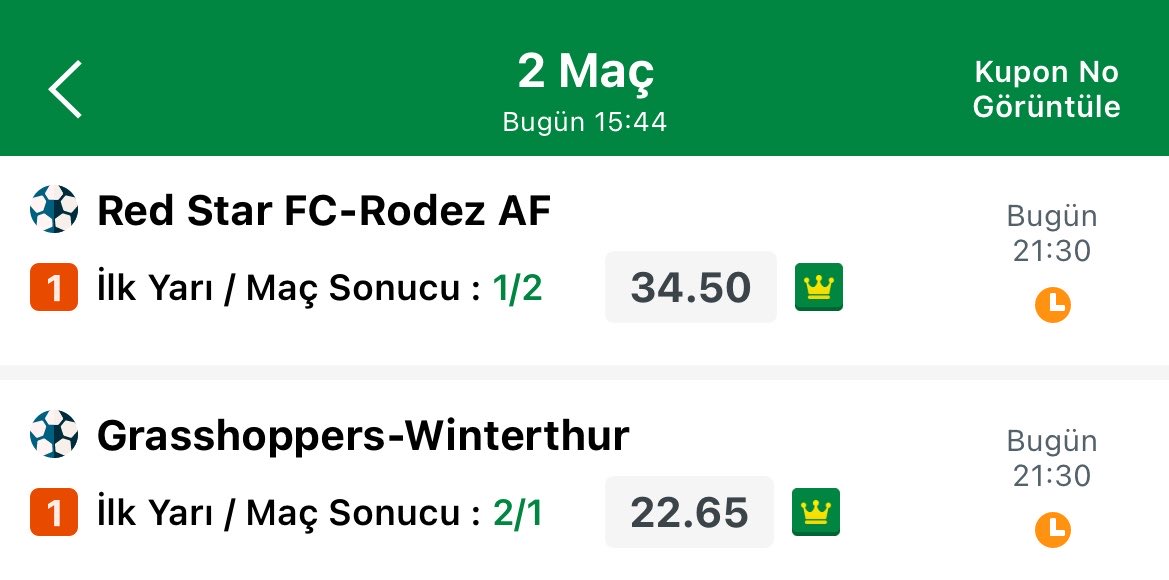 profesortiiips's tweet photo. 781 ORAN 🔥

Red star - Rodez 
         1/2-2/1

Grasshoppers - Winterthur
         2/1-1/2

BOL ŞANS DOSTLAR ❤️ https://t.co/6XPFd7DzxX