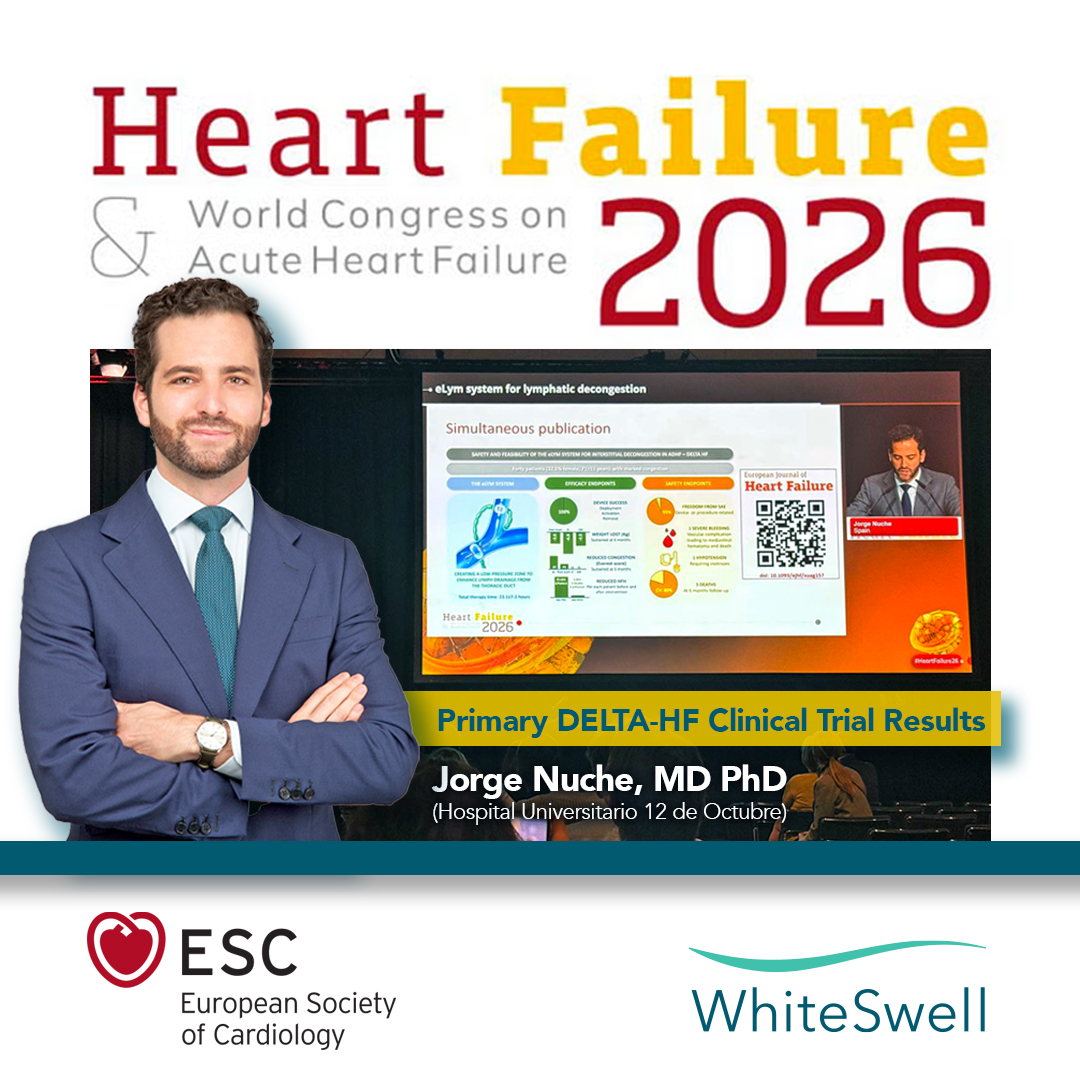 WhiteswellLtd's tweet photo. Thanks to @ESCardio for a great HF 2026! Thank you @JorgeNuche for presenting the primary DELTA-HF clinical results on behalf of the investigators. The data is now published in the European Journal of Heart Failure: https://t.co/WjkmNDBaAV

@H12Octubre @Cardio_H12O https://t.co/qeg4hvPESY