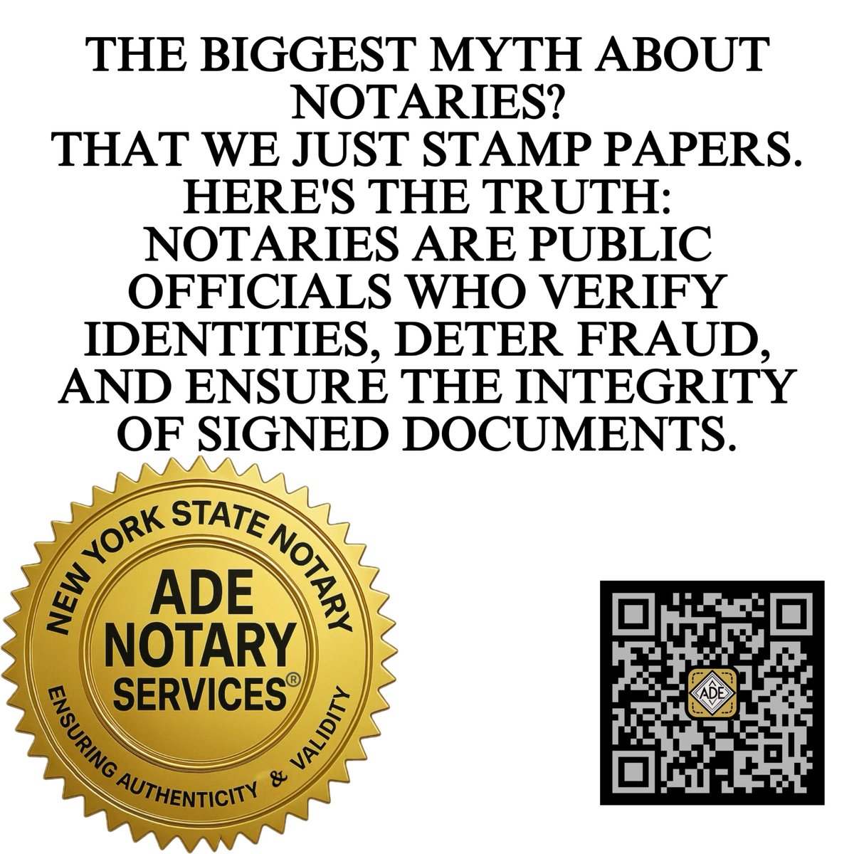 ADENotarySvcs's tweet photo. NOTARIES VERIFY IDENTITIES, HELP DETER FRAUD &amp; PROTECT IMPORTANT DOCUMENTS.

IT’S MORE THAN A STAMP — IT’S PROTECTION.

CHOOSE ADE NOTARY SERVICES®️

#NotaryPublic #ADENotaryServices #MoreThanAStamp #NYNotary #DocumentProtection https://t.co/JiErRFOMYV