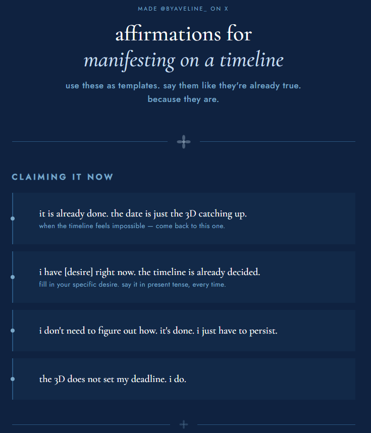 ByAveline_'s tweet photo. here are some affirmations you can use to manifest on a timeline 💙 https://t.co/IXxeeDZQol