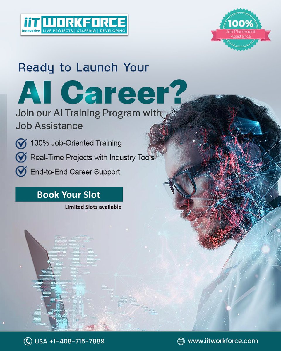 WorkforceIit's tweet photo. 🚀 Ready to Launch Your AI Career?
⚡ Limited slots available. Book your slot today!
📞 USA: +1-408-715-7889
🌐 https://t.co/Dgn9AzHJ2R
#iitworkforce #AIJobs #AICourses #USAJobs #LearnAI https://t.co/z5resZQHpx