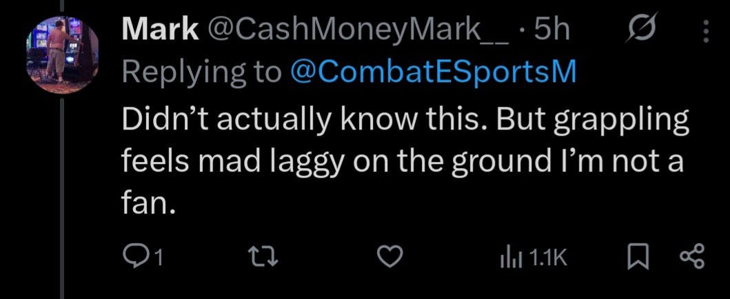 NoCapRic's tweet photo. @BWELUV @CashMoneyMark__ @CombatESportsM This "lag" is not a network problem. It's a grappling system problem that won't be fixed after beta. It's the same grappling system as ufc 5. https://t.co/v2JYBQPIgf