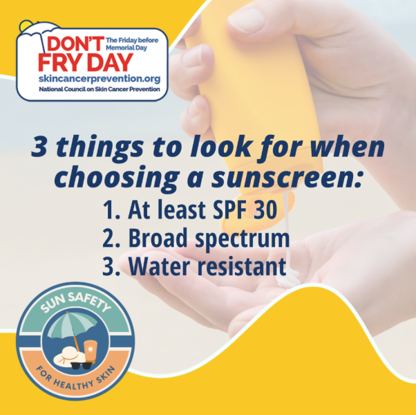 NWSFairbanks's tweet photo. Protect yourself and those you love by wearing your sunscreen every day–even when it’s cloudy. Regularly reapply every two hours or after you sweat or get wet! #DontFryDay #HeatSafety https://t.co/ssGOtQgUsj