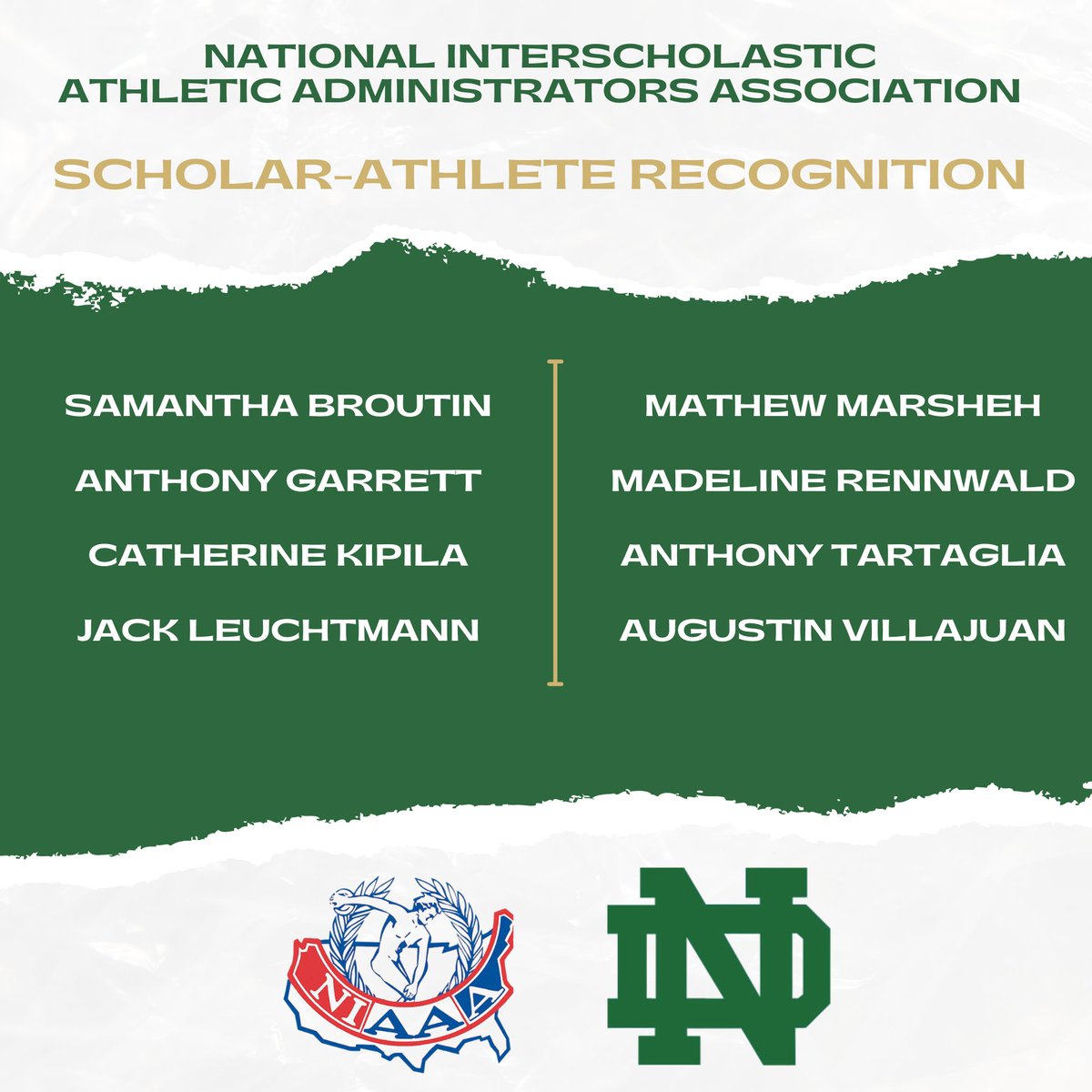 NDPMA_Athletics's tweet photo. Congratulations to the @NDPMA seniors who received scholar-athlete recognition from the @NIAAA9100 in honor of their participation in school sports and achievement in the classroom and community. https://t.co/b46bWZkZuf