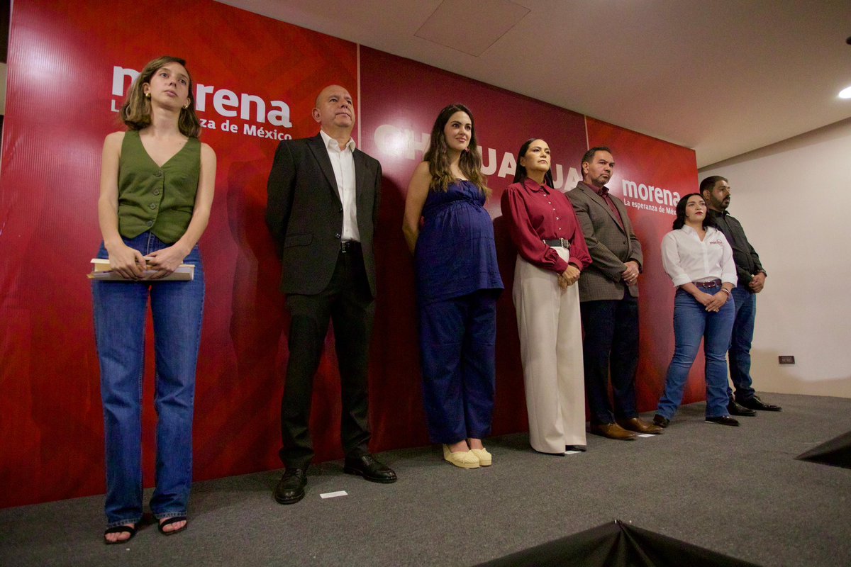 PartidoMorenaMx's tweet photo. En conferencia de prensa, nuestra Presidenta @A_MontielR convocó a la movilización por la #SeguridadyDefensaDeLaSoberanía.

El próximo sábado 16 de mayo a las 4:00 pm nos concentraremos en la Glorieta de Pancho Villa para realizar una marcha hacia el centro de Chihuahua.

La gobernadora tiene que comparecer ante su pueblo.