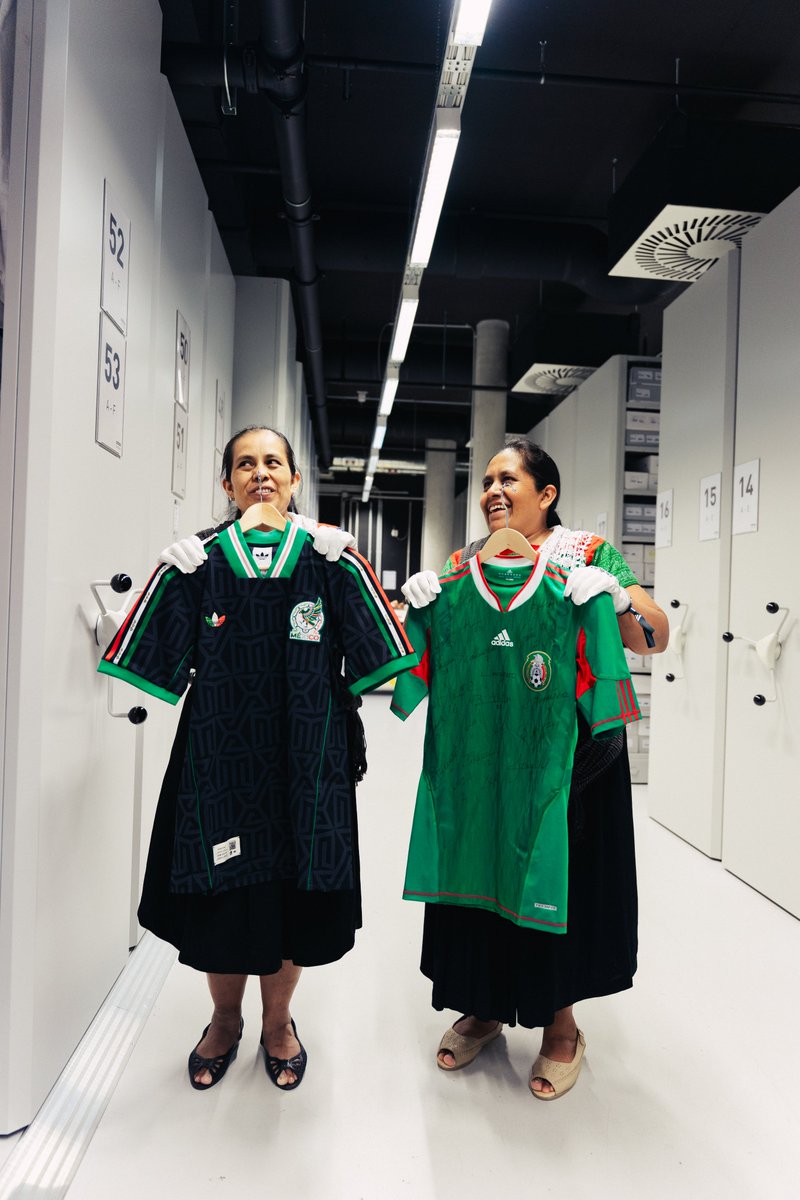 houseofheat's tweet photo. Mexico’s third kit has officially been added to the adidas Archive in Germany 🇲🇽

For the first time ever, a handcrafted piece created by artisans for a football federation has entered the archive, spotlighting the work of the women artisans from Puebla’s Sierra Norte region behind the jersey’s detailing.

The collection now sits alongside World Cup balls, iconic kits, and some of adidas’ most historic pieces ahead of the 2026 FIFA World Cup.
