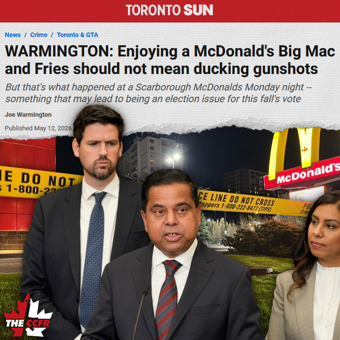 CCFR_CCDAF's tweet photo. GUN GRAB FAIL: While the Liberals "Justice team" wastes BILLIONS going after licensed hunters and trained sport shooters, repeat offenders with illegal guns recklessly shoot up neighbourhoods with impunity... in Scarborough, even McDonald's isn't safe. 🇨🇦 https://t.co/M03KvI4lyA https://t.co/ywgQMDMOa6
