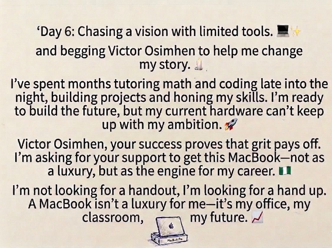 KOLLIPEE_'s tweet photo. Day 6: 
@victorosimhen9 
Pls guys help me tag him till he see’s this 🙏🏻…

@dabz_global sells quality and top rated gadgets !!

@abazwhyllzz @it_Rutie @victorosimhen9 https://t.co/a3i0c7g09G