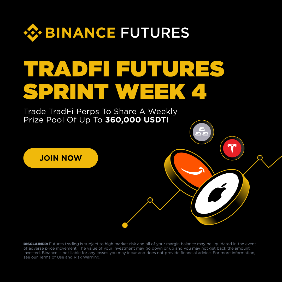 Final week of Binance TradFi Futures Sprint! 

Join now &amp; share up to 360,000 USDT.

Jump in now → binance.com/activity/tradi…