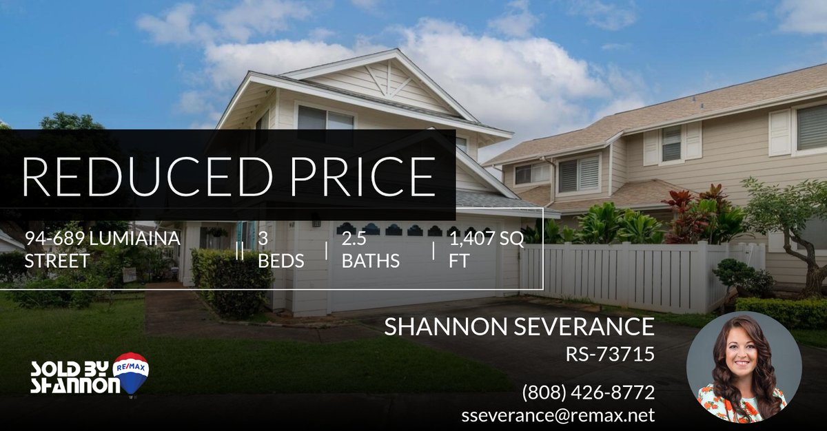 IslandSeverance's tweet photo. 📍 Reduced Price 📍 This recently reduced home at 94-689 Lumiaina Street in Waipahu won't last long, so, don't wait to set up a showing! Reach out here or at (808) 426-8772 for more information!

Shannon Severance https://t.co/LKttaD1nWH https://t.co/0bYeLscboV