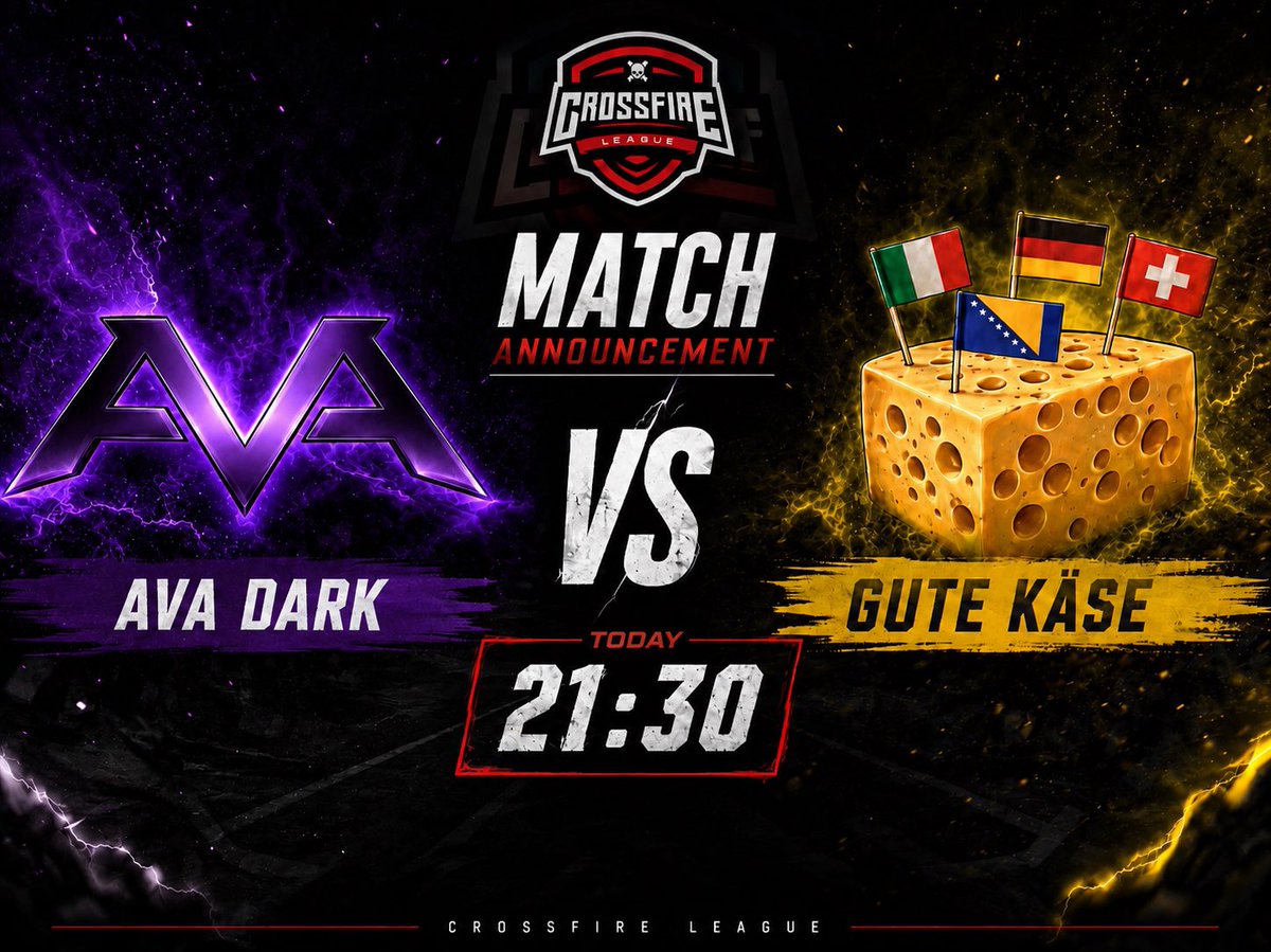 AvA_Legacy's tweet photo. !MATCHDAY!
Tonight we face off against Gute Käse in the Crossfire League.
No excuses. No fear. Just pure competition.
🕘 21:30
#avalegacy #CrossfireLeague #CallOfDuty #CODCompetitive #MatchDay #TheNextChapter https://t.co/FHp31Gotp6