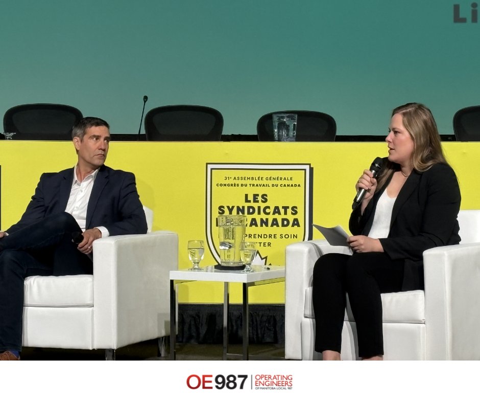 oe987's tweet photo. At #CLC2026, OE987 BM Marc Lafond spoke on the “We Build the Future” panel 🏗️
 👷Supporting workers, apprenticeships &amp; union construction
 ✊w/ Robert Duarte (Ironworkers 728) &amp; Nicole Boreland (506 Training Centre/EllisDon)
#OE987 #SkilledTrades #BetterFuture https://t.co/L5AMdFv6H5
