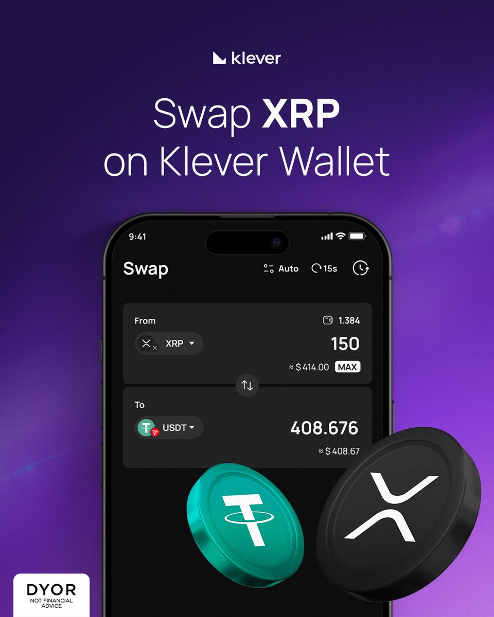klever_io's tweet photo. @Ripple swaps, made simple. ⚡

👉 https://t.co/QlbWA38OnS

Disclaimer: Informational content about a Klever Wallet feature only. Klever does not endorse investing in this project or coin. DYOR. https://t.co/dFktjaIjXN