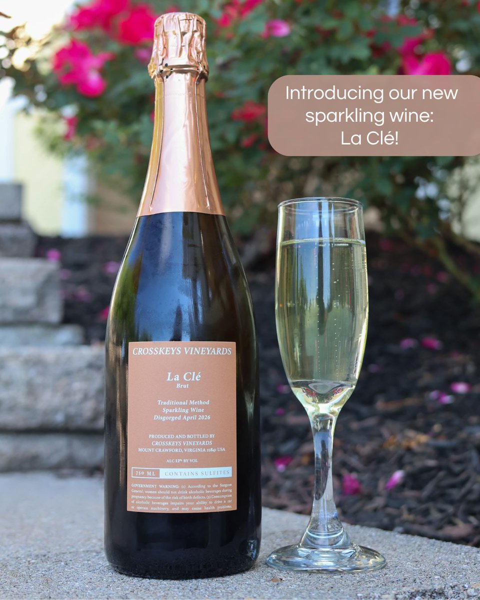 CrossKeysWines's tweet photo. We’re excited to welcome a new wine into our sparkling wine family: La Clé!🥂 La Clé, a premier sparkling wine, is crafted from a blend of 97% Chardonnay and 3% Pinot Noir.

✨ Swipe through the photos to learn more! https://t.co/mjj7pRZTcj
