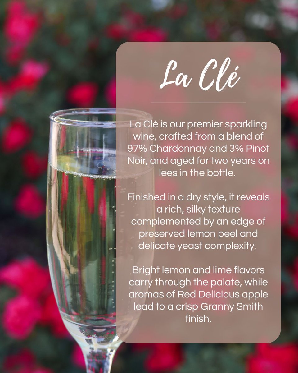 CrossKeysWines's tweet photo. We’re excited to welcome a new wine into our sparkling wine family: La Clé!🥂 La Clé, a premier sparkling wine, is crafted from a blend of 97% Chardonnay and 3% Pinot Noir.

✨ Swipe through the photos to learn more! https://t.co/mjj7pRZTcj