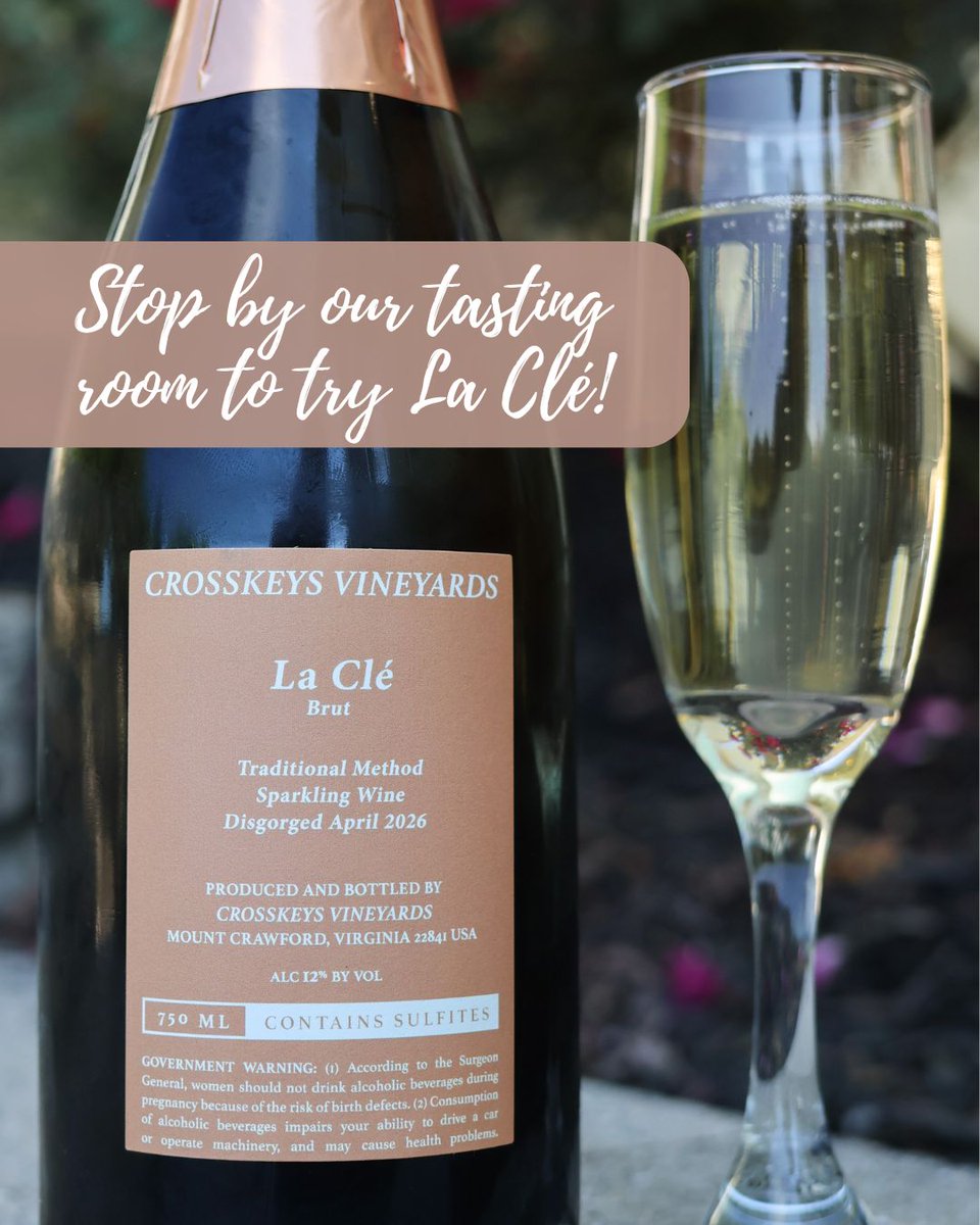 CrossKeysWines's tweet photo. We’re excited to welcome a new wine into our sparkling wine family: La Clé!🥂 La Clé, a premier sparkling wine, is crafted from a blend of 97% Chardonnay and 3% Pinot Noir.

✨ Swipe through the photos to learn more! https://t.co/mjj7pRZTcj