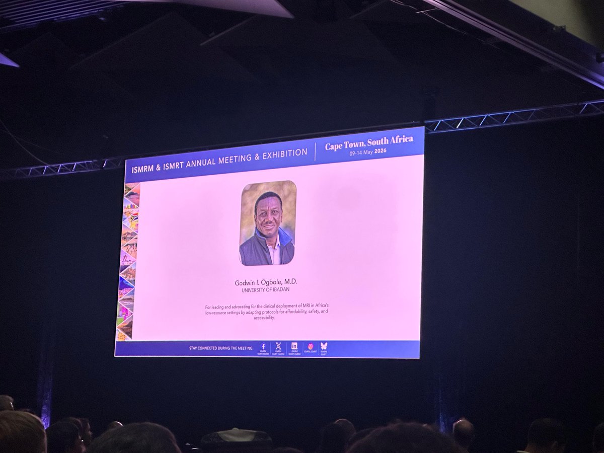 SMARTA_NETWORK's tweet photo. History Made.
Prof. Godwin Ogbole — first indigenous African to receive the ISMRM Senior Fellow Award, Cape Town, May 2026. 

Read the full ISMRM announcement here
https://t.co/0NVSQpVAQj

#ISMRM2026 #LowFieldMRI #MRI4Africa #AfricanScience #HealthEquityHealthEquity https://t.co/KMmLPdtyka