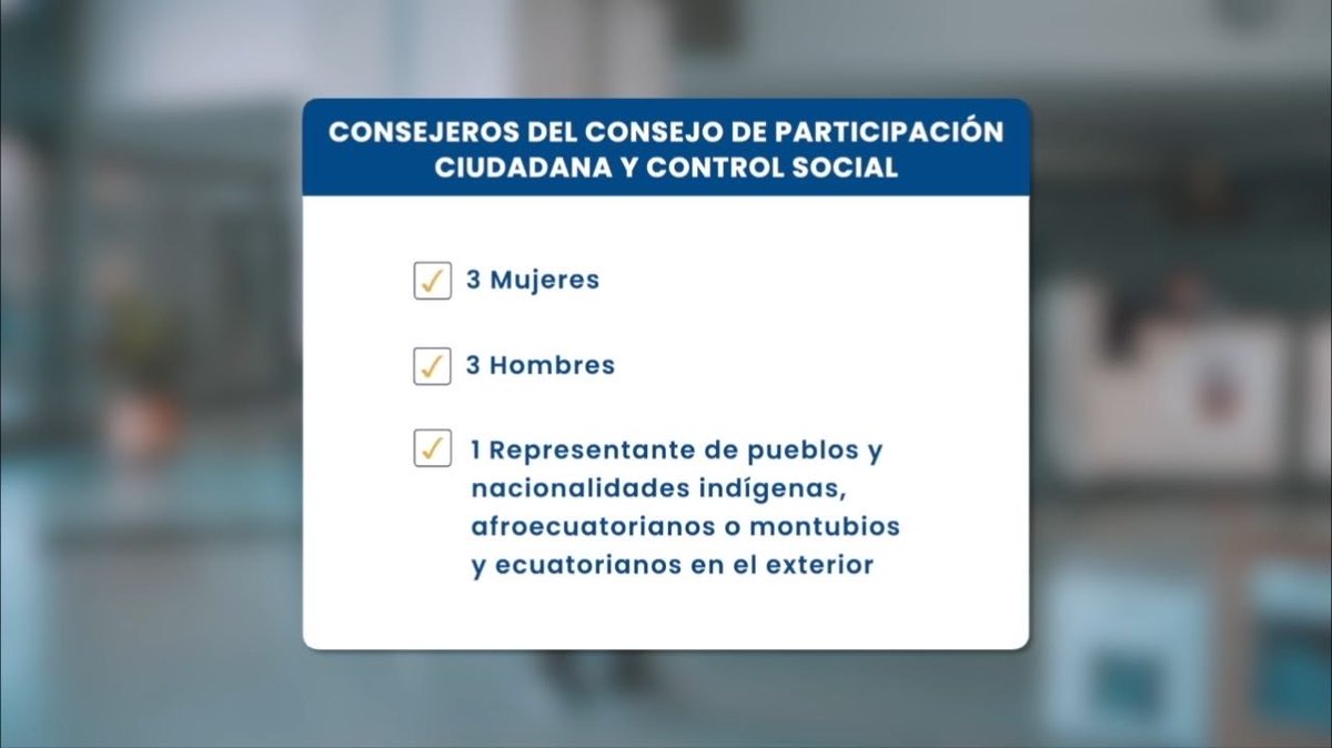 CNE_LosRios's tweet photo. 🗳️ En las #Elecciones2027Ec, la ciudadanía también elegirá a las 7 consejeras y consejeros principales y sus respectivos suplentes del #ElecciónCPCCS2027. 🇪🇨

📌 La elección se realizará en tres listas;

#TuVotoTuDecisión https://t.co/UwZNC0NqsJ