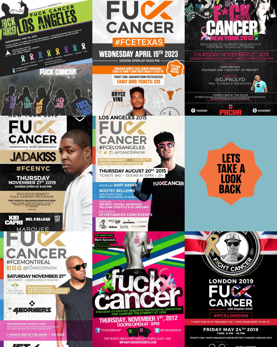 FCancerNow's tweet photo. Let's take a look back. 🖤  

These aren't just flyers. They're moments,  connections, and a community that never  stopped fighting.  

And we're not done yet.  Event #100 • Sept 23rd • LA 🔥
 
Be first to know 👇 https://t.co/7YoNK8SNWz

#FCancer100 #RoadTo100 #EndCancer https://t.co/Wh3lI9I4M0