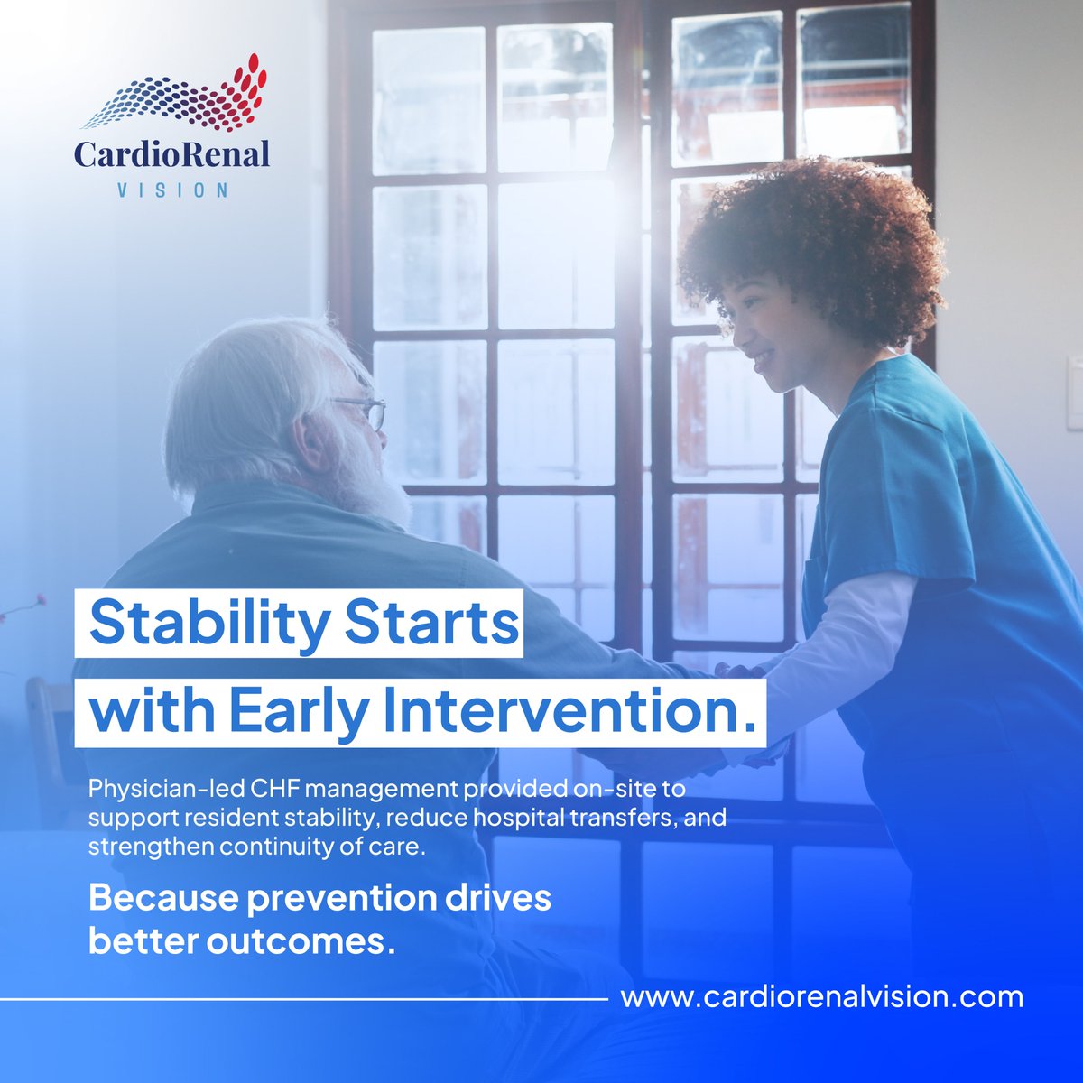 CardiacVision's tweet photo. Early intervention leads to better outcomes. 💙

CardioRenal Vision provides physician-led onsite CHF management to support resident stability and reduce hospital transfers.

🌐 https://t.co/ikO7OrspcC

#CardioRenalVision #CHFManagement #HeartHealth #PreventiveCare https://t.co/kHc9vbg6Xz