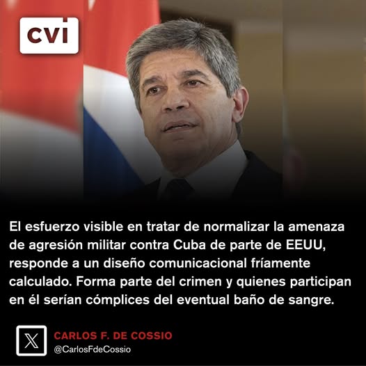 CNCTVGranma's tweet photo. Compartimos las palabras de Carlos F de Cossío, Viceministro de  Relaciones Exteriores, tomadas de su perfil en X, sobre la agresión a  #Cuba por parte del gobierno de #EEUU.
@BarceloOrt92635 
@PartidoPCC https://t.co/0Nx4DXPjJs