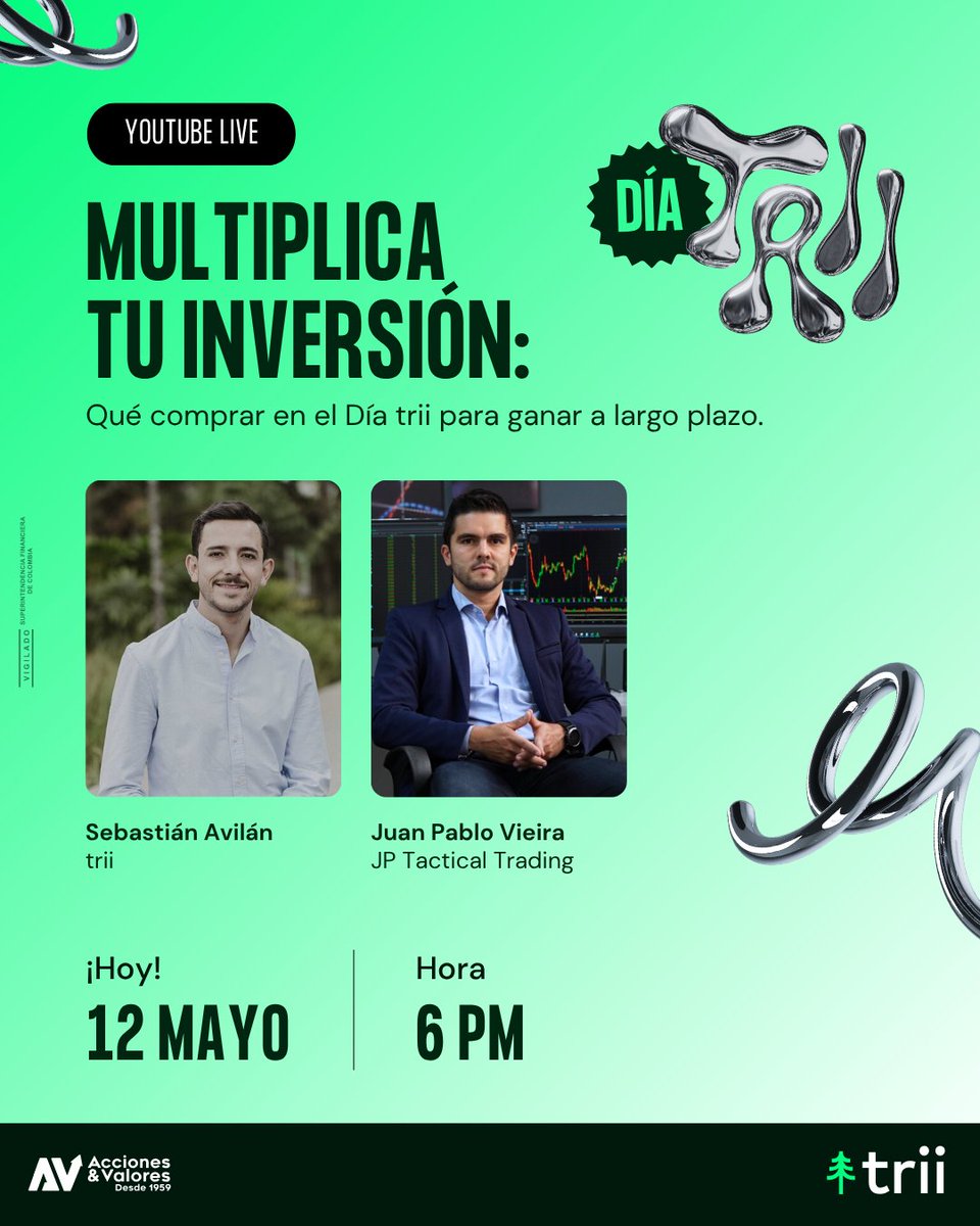 somostrii's tweet photo. #triiCO 🇨🇴
¡LIVE SOBRE DÍA TRII!

Hoy estaremos conectados junto a @jpvieirap hablando de las oportunidades de inversión en acciones y ETFs que estarán disponibles sin costo de comisión en el Día trii, este jueves 14 de mayo.

¡Conéctate!
6 PM (🇨🇴)
https://t.co/gBq3ri3mvI

*Este espacio tiene fines educativos y no representa una recomendación de inversión.