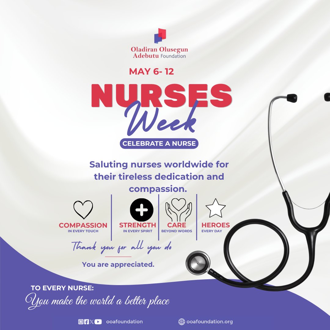 ooafoundation's tweet photo. Today, we celebrate the caring hands and kind hearts of nurses who work tirelessly to keep communities healthy and hopeful. Thank you for the comfort, strength and compassion you show every day. https://t.co/QvQ9Mbrk2a