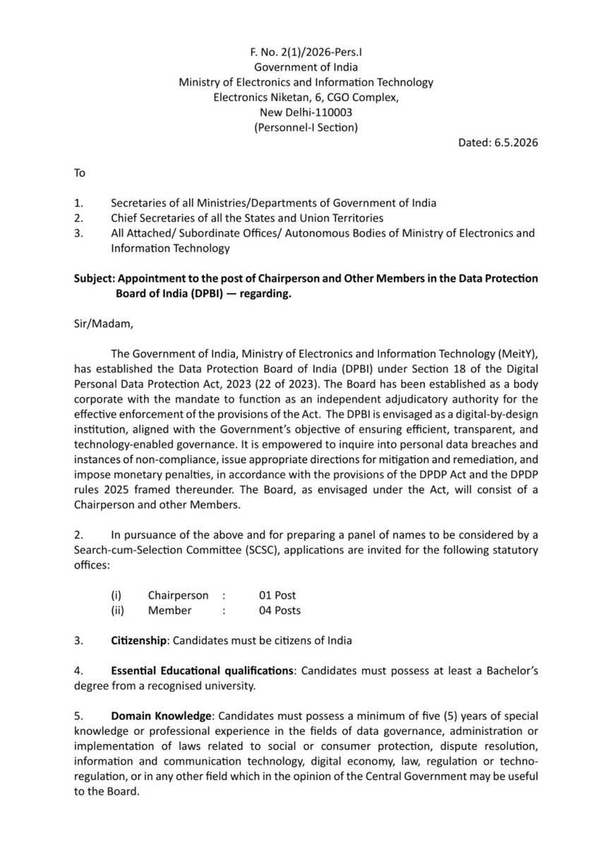 montezumachavez's tweet photo. India's Ministry of Electronics and Information Technology opened applications for stakeholders to join the Data Protection Board -@the_iapp. https://t.co/RhKriTHvot