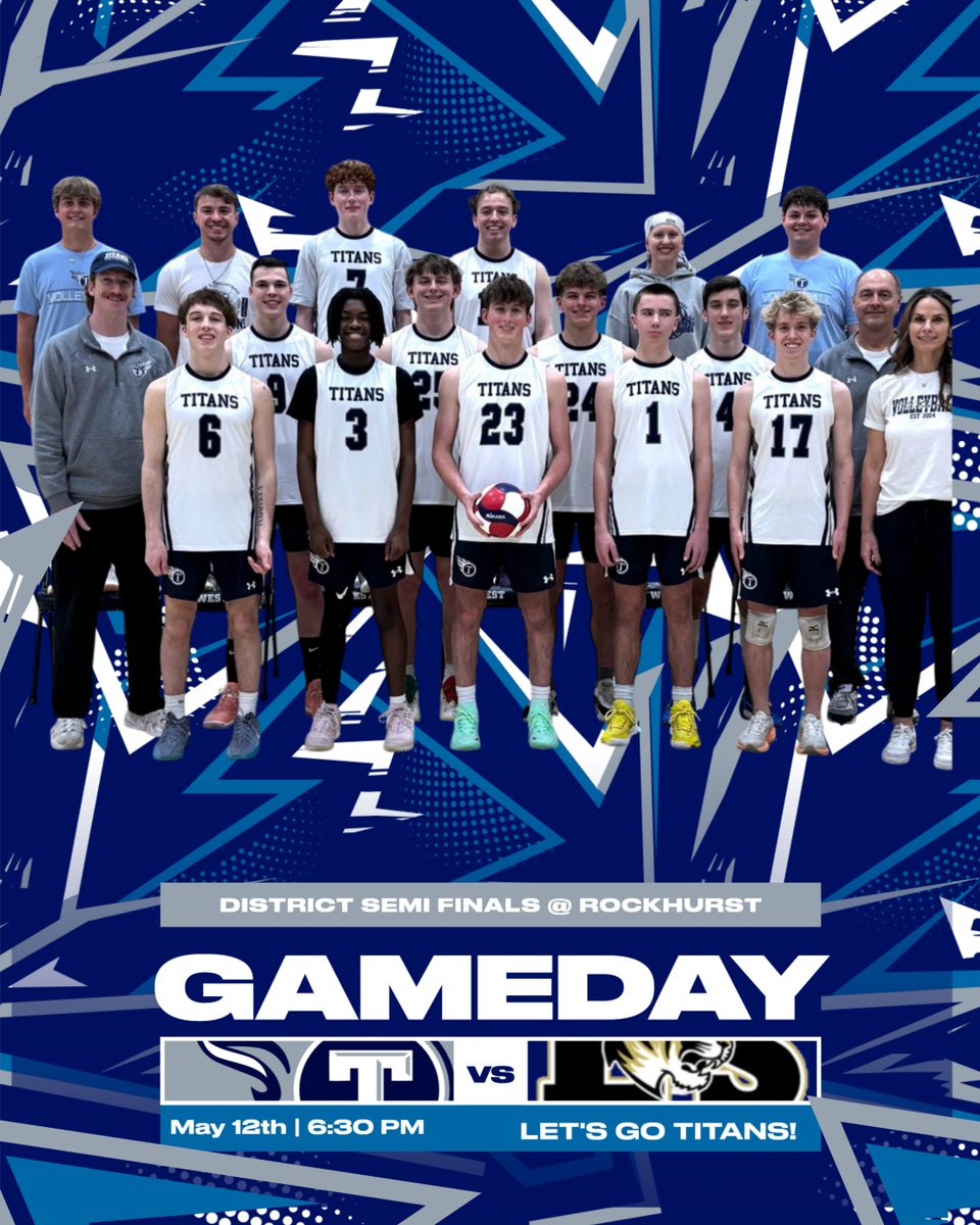 LSWVolleyball's tweet photo. District Semi-finals @ Rockhurst, 6:30 pm tonight! #letsgotitans https://t.co/uRslUkZTVd