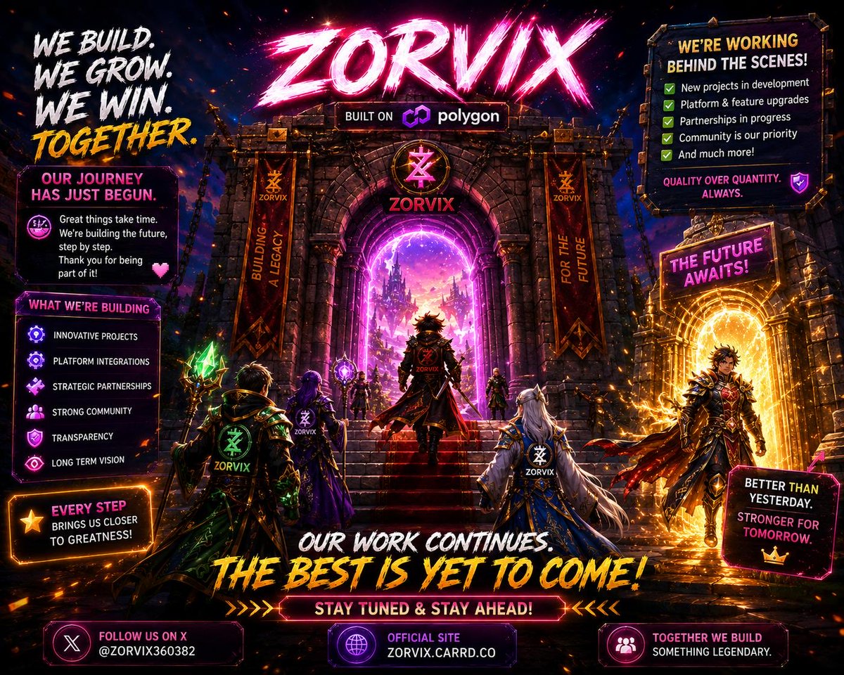 ZORVIX360382's tweet photo. We’re not rushing.
We’re building something BIGGER. ⚔️🔥
Step by step.
Project by project.
Partnership by partnership.
The journey has just begun.
#ZORVIX #ZVX #Polygon #Crypto #Web3 #Altcoin https://t.co/sOvM4Ug3oZ