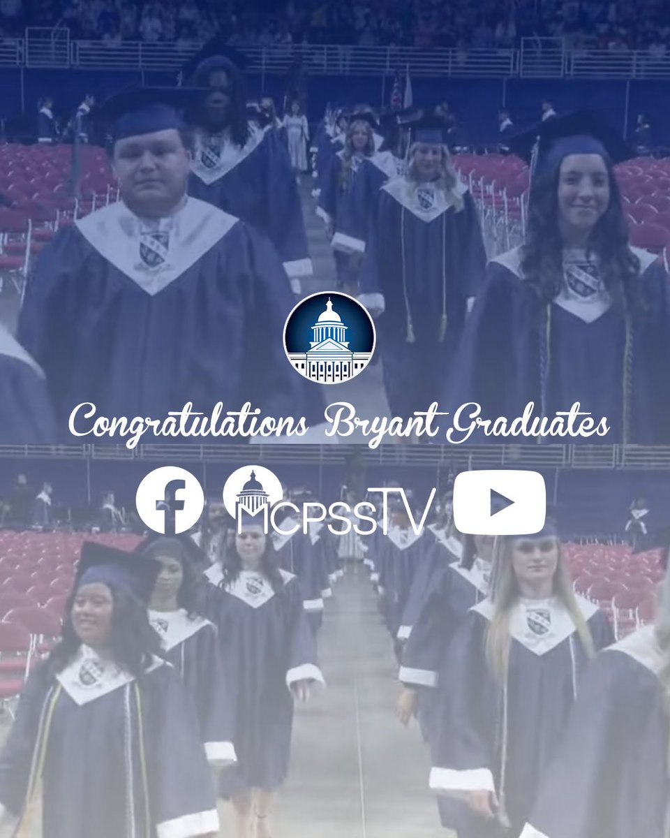 mcpsstech's tweet photo. 🌀 🎓 Congratulations to the graduates of Alma Bryant High School!

📱💻 Tune in to graduation coverage on mcpssTV ( https://t.co/EZVBUqIEYo ), Facebook, and YouTube at 2pm! https://t.co/1MYJvQMLTY