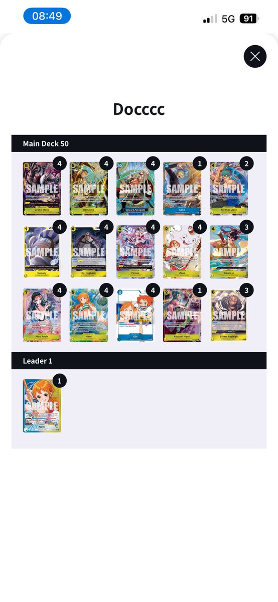 SamuPao9's tweet photo. 33th treasure cup Barcelona
Lucy primo ✅
Rg primo ✅
Rg secondo ✅
Lucy secondo ❌
Nami primo❌(moria last life)
Bell luffy secondo ✅
Enel secondo✅
Enel primo✅
Nami secondo ✅
Enel primo ✅
Thanks to @deeba____ for the tips and the decklist. Played the deck with out any testing