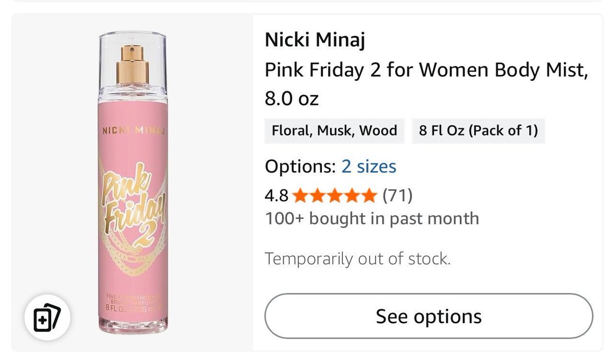 BlackMedia___'s tweet photo. .@NICKIMINAJ’s ‘Pink Friday 2’ Body Mist continues its massive success, selling out on Amazon for the 7th time due to overwhelming demand and standout quality. https://t.co/0YtrKw5ROF