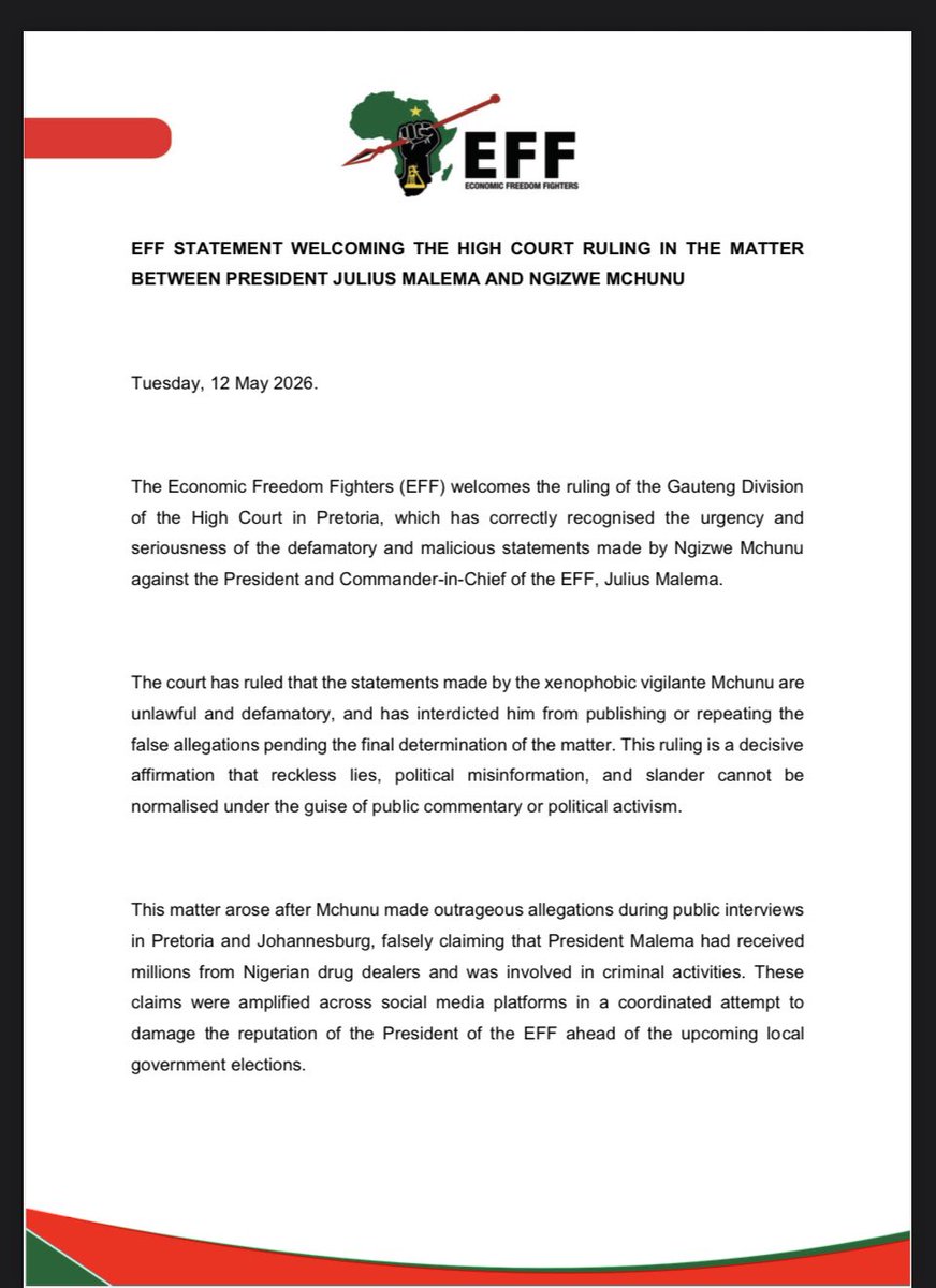 Economic Freedom Fighters tweet media