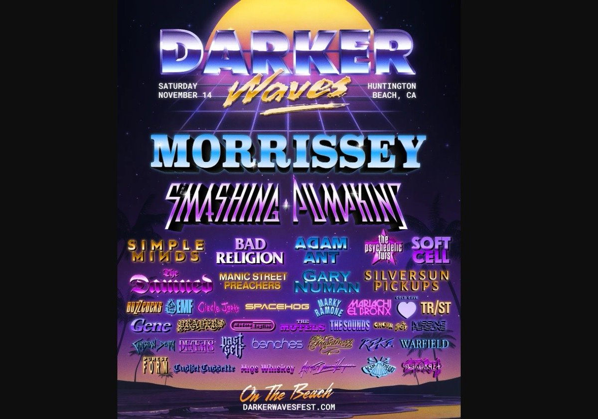darkerwaves2026's tweet photo. Manchester singer #Morrissey will headline the @darkerwavesfest on November 14th, 2026. @Bunnymen are also on the bill. https://t.co/uwzBYbVUqL