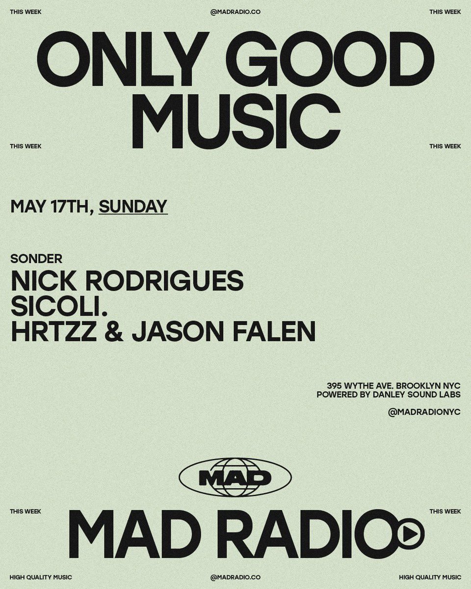 nickrod_nj's tweet photo. This Sunday at Mad Radio NYC 🌐🗽 https://t.co/ykFf3ru3F4