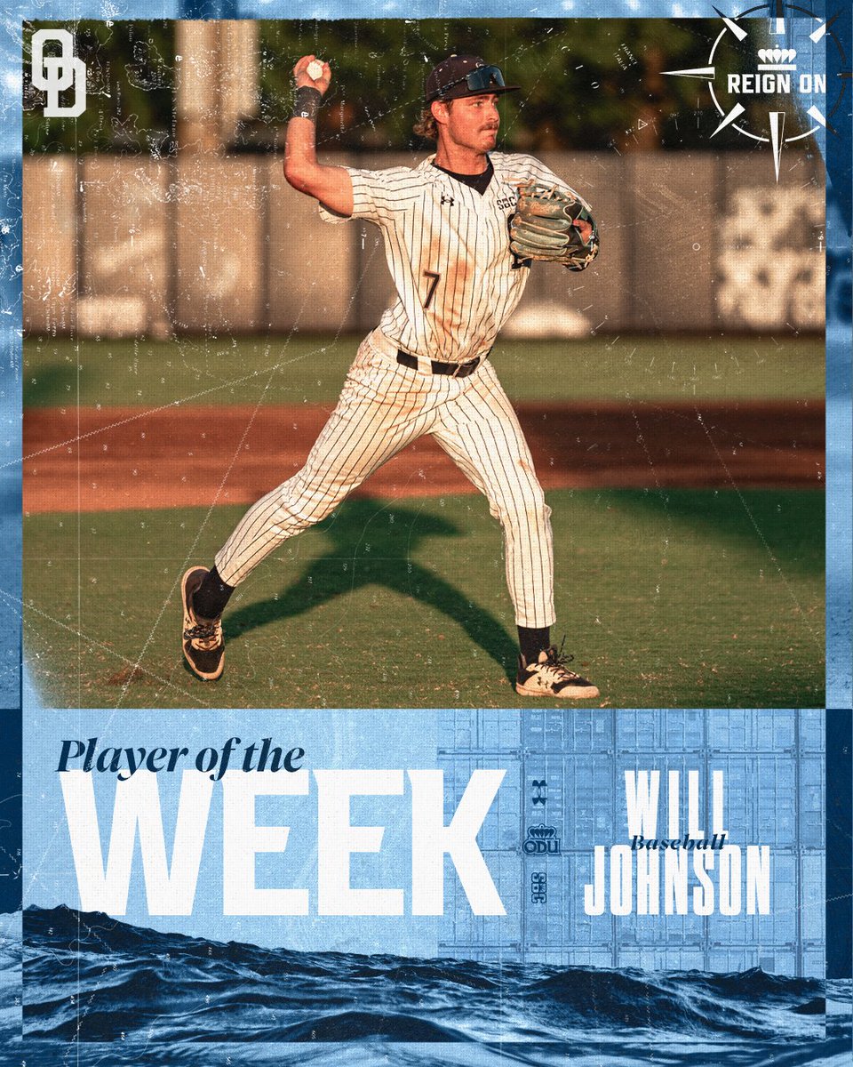ODUBaseball's tweet photo. 𝑹𝒖𝒍𝒆𝒅 𝒕𝒉𝒆 𝒘𝒆𝒆𝒌 👑

Hitting 9-for-14 (.643) against a Top-10 team earns @WilliamJ1415 #SunBeltBSB Player of the Week honors.

📰 - https://t.co/aFw1kKWvCy

#ODUSports | #ReignOn | #Monarchs https://t.co/rLT8yPSIgm