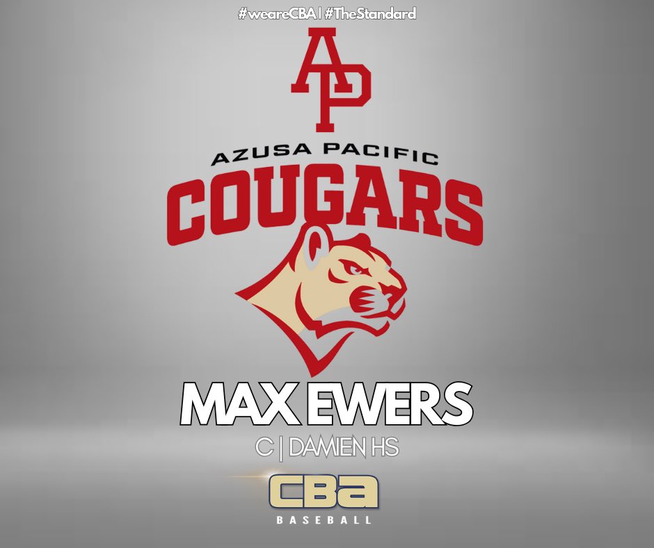 CBABaseballUSA's tweet photo. Congratulations Max Ewers | 2026 C Damien HS | committed to Azusa Pacific 

#weareCBA | #TheStandard https://t.co/2szEv9ISNH